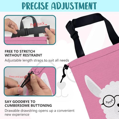 Car Garbage Bag Cute White Alpaca in Glasses Drawstring Car Trash Bag Hanging for Back Seat with Adjustable Buckle Canvas Vehicle Trash Can Easy-to-Install - color: Cute White Alpaca in Glasses