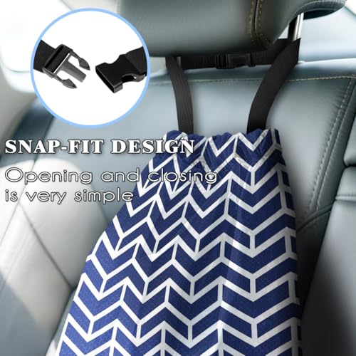 Car Trash Bag Hanging Back of Seat with Adjustable Snap Buckle Strap Cute Printed Drawstring Garbage Bags for Car-Blue White - color: Blue White Car Trash Bag
