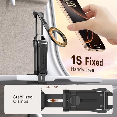 OMOTON 360°Rotating for MagSafe Tripod with 1/4" Screw Arca, Adjustable Magnetic Phone Tripod for iPhone 17/16/15 Pro Max Air, Fold Selfie Stick Fits Vlog, Gym, Travel Essentials, Black& Black Pro - color: 8-Black&Black Pro