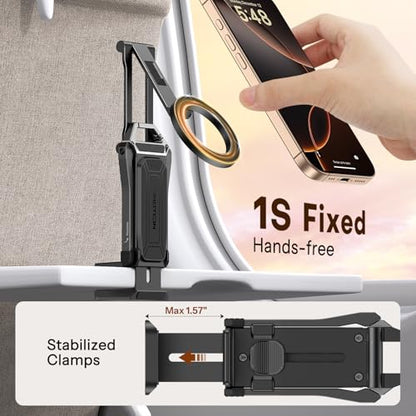 OMOTON 360°Rotating for MagSafe Tripod with 1/4" Screw Arca, Adjustable Magnetic Phone Tripod for iPhone 17/16/15 Pro Max Air, Fold Selfie Stick Fits Vlog, Gym, Travel Essentials, Black& Black Pro - color: 8-Black&Black Pro