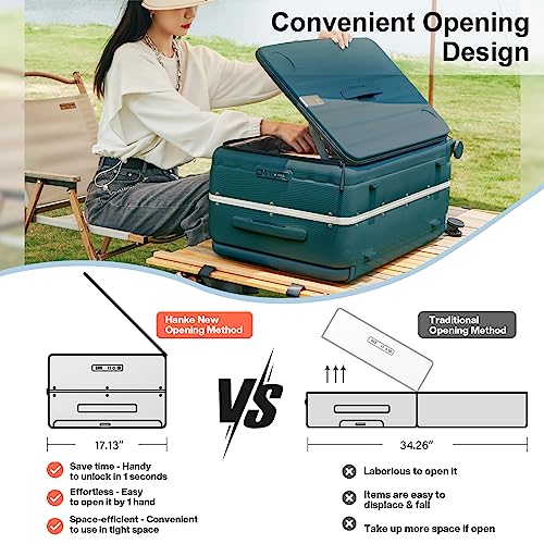 Hanke Multifunctional 26 Inch Hard Shell Suitcases with Wheels Travel Approved Luggage Large Rolling Suitcase Checked Luggage for Women Men(Blackish Green) - color: Blackish Green, size: Multifunctional Checked 26 Inch