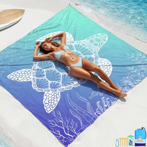 BYDOLL Beach Blanket Waterproof Sandproof Large, Oversized 78''X81''/10'X9' Lightweight Waterproof Outdoor Beach Mat for Travel Camping Vacation Sand Free Essentials Blanket - color: Sea Turtle, size: 78''X81"