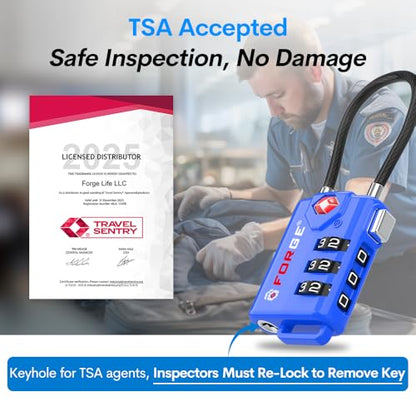 Bright Colors, TSA Approved Luggage Locks 4 Pack, Re-settable Combination with Alloy Body, Blue 4 Locks. - color: Blue 4 Pack