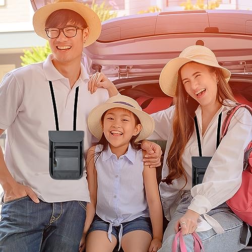 sundee Travel Neck Wallet with Double Zippers, RFID Blocking Passport Holder with Adjustable Neck Strap for Men and Women to Keep Cash, Credit Cards and Travel Documents Safe - Light Gray - color: Light Gray