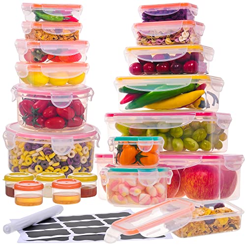 38 Pcs Large Food storage containers-85 oz to Small Container Stackable Kitchen storage bowls sets-BPA Free Leak proof Plastic food Storage Containers with lids airtight-Microwave freezer safe - color: Color-of-38Pcs