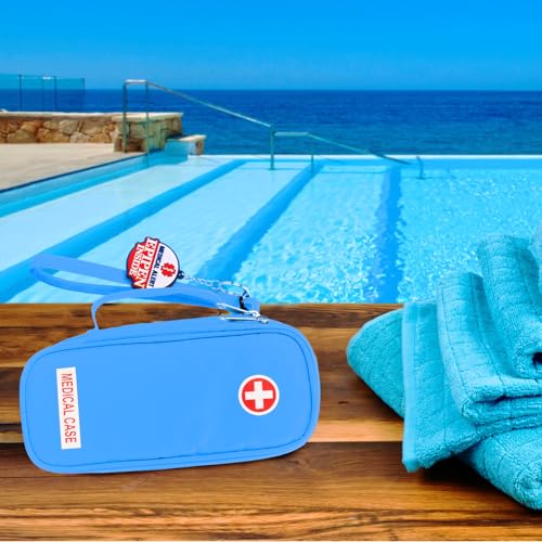 Jayour EpiPen Medical Carrying Case Insulated, Travel Medication Organizer Bag Emergency Medical Pouch, Fits 2 EpiPens, Asthma Inhaler, Anti-Histamine, Auvi-Q, Allergy Medicine Essentials (Blue) - color: Blue