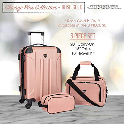 Travelers Club Chicago Hardside Expandable Spinner Luggage, Rose Gold, 3 Piece Set - color: Rose Gold, size: 3 Piece Set