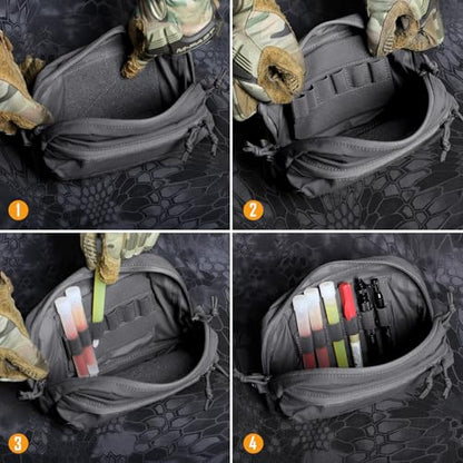 WYNEX Tactical Bag Insert Elastic Holder, Modular Elastic Loop Panel Hook and Loop Organizer Pouch Insert Attachment with Hook Backed Fastener for Backpack Accessories - color: Grey