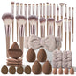 HGHDBT 44Pcs Brown Makeup Brushes Set Professional Makeup Kit Multi-functional Makeup Tool Set with Facial Makeup Accessories, Foundation Makeup Brush Kit Eye and Face Make up Brushes & Tools - color: Brown 30K