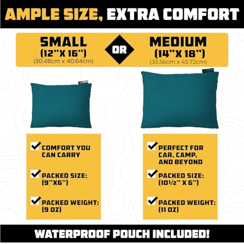 Wise Owl Outfitters Camping Pillow – Memory Foam Travel Pillow for Airplane Sleeping, Hiking, Backpacking & Outdoor Use - Small & Portable for Adults, Car, Camp & Tent - color: Green, size: Small