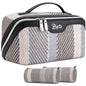 BOYATU Travel Makeup Bag Cosmetic Bag for Women: 3 Pcs Set Make up Bag with Compartments - Waterproof Vegan Leather Toiletry Bags with Handle - Makeup Organizer for Travel Essentials(C-4-Black) - color: C-4-Black