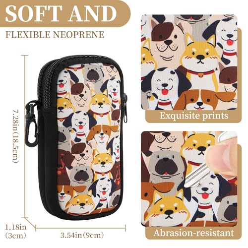 QIUTIMIY Sunglasses Soft Case Zipper Double Eyeglass Case with 2 Compartments 1 Belt Clip - color: Dog