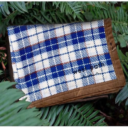 WP West Path Waxed Canvas Wool Camping Blanket & Bedroll – Waterproof Canvas Blanket, Oilskin Outdoor Blanket, Camp Blanket, Bushcraft Ground Cloth (Blue/White, Regular) - color: Blue/White, size: Regular