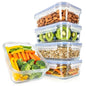 NutriChef 10-Piece Glass Food Containers - Stackable Superior Glass Meal-prep Storage Containers, Newly Innovated Leakproof Locking Lids w/Air Hole, Freezer-to-Oven-Safe (Blue) - color: Navy