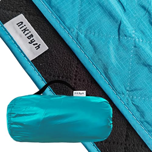 Large Outdoor Blanket Waterproof Quilted,Thick Warm Fleece Blanket for Stadium Camping Picnics Beaches Pets Sports - Sandproof Windproof Washable Portable - Peacock Green - color: Peacock Green