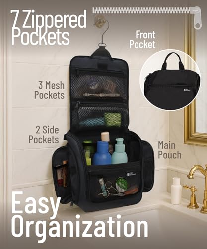 D&D Wanderlust D&D Hanging Travel Toiletry Bag for Men and Women – Cosmetics, Makeup and Toiletries Organizer Kit with 10 Compartments - color: 2 Pack Black