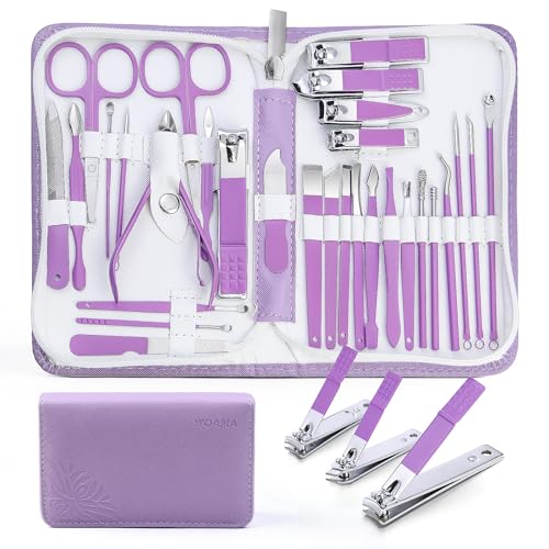 Manicure Set Professional Manicure Kit - 30 in 1 Pedicure Kit Nail Clippers Set Stainless Steel Nail Kit for Women - Purple - color: Purple