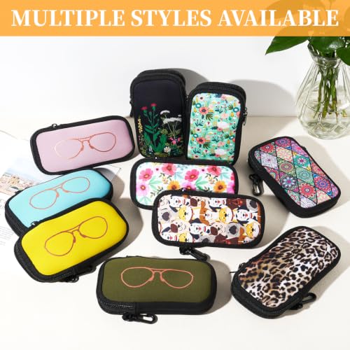 WOZEAH Double Eyeglass Case with 2 Compartments, Travel Eyewear Organizer for Two Pairs of Glasses - color: White Flower