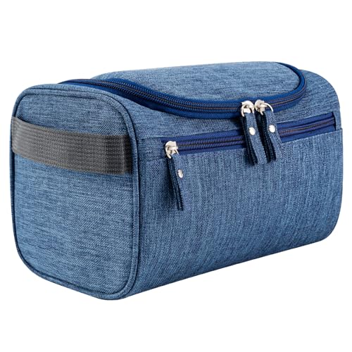 Hanging Toiletry Bag for Women and Men Traveling Makeup Large Capacity Cosmetics Portable Dopp Kit Storage Organizer Bag with Hanging Hook for Toiletries Brushes (Frosted Navy) - color: Frosted Navy