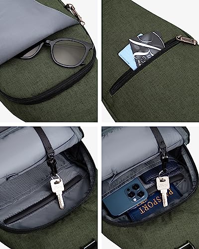 WATERFLY Medium Crossbody Sling Backpack Anti Theft Backpack for Traveling Chest Shoulder Bag - color: Army Green(medium)