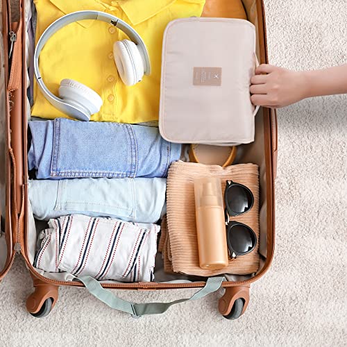 Hanging Toiletry Bag for Women, Travel Size Toiletries bags with Hook, Travel Makeup Bag for Cosmetic Storage Organizer Beige - color: Beige