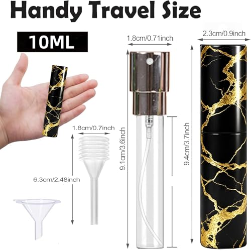 5ml Perfume Atomiser Refillable Bottles Portable Mini Spray Travel Bottle Easy to Refill Empty Atomizer Bottle for Purse Handbag Pocket Luggage,Bright Color (Golden Marble Pattern 1) - color: Golden Marble Pattern 1