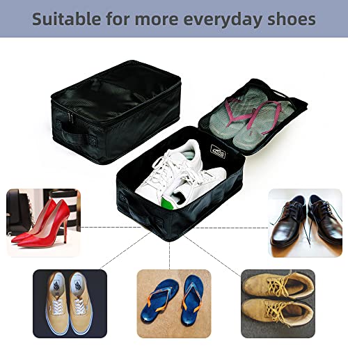 Travel Shoe Bags, Foldable Waterproof Shoe Pouches Organizer-Double Layer (4 Black Shoe Bags) - color: Black, size: 4 Packs