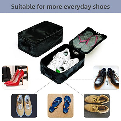 Travel Shoe Bags, Foldable Waterproof Shoe Pouches Organizer-Double Layer (4 Black Shoe Bags) - color: Black, size: 4 Packs