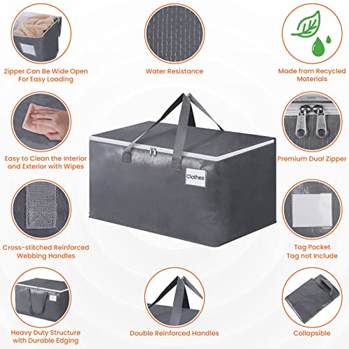 BlissTotes Large Moving Boxes and with Zippers & Handles Moving Supplies with lids, Heavy Duty Totes for Storage Bags for Space Saving, Fold Flat, Moving and Storing 76L, 10 Pack - size: 76L-10 Packs