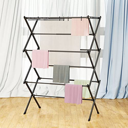 Clothes Drying Rack Household Indoor, Foldable Drying Rack Clothing for Laundry - 40" x 28.8" x 14.2", Space Saving Indoor, Black-1pack - color: Black