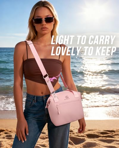 GLORIEROO Pastel Lunch Box Women | Insulated Soft Waterproof Leakproof Lunch Bag Cooler | Adjustable Strap | BPA-Free - color: Rose Quartz