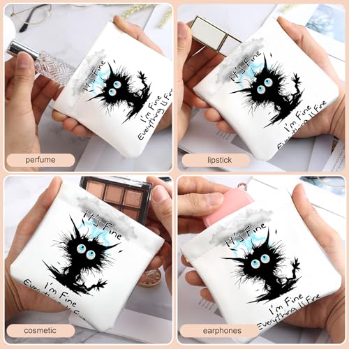 2Pcs PU Leather Small Squeeze Coin Purse Pouch Mini coin Bag Unique And Cute Wallet Cosmetic Bags Change Bag For Women Girls Men Cat struck by lightning - color: Cat struck by lightning