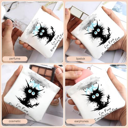 2Pcs PU Leather Small Squeeze Coin Purse Pouch Mini coin Bag Unique And Cute Wallet Cosmetic Bags Change Bag For Women Girls Men Cat struck by lightning - color: Cat struck by lightning