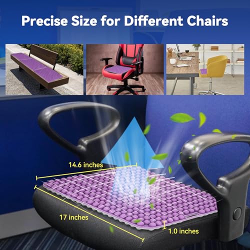 Purple Silicone Seat Cushion for Long Sitting Hours on Office & Home Chair, with 3D Non-Slip for Office Chair Cushions, Car Seats, Airplane Seat, Wheelchair Seat Cushions,Long Trips - color: Reversible Color: Purple + Black