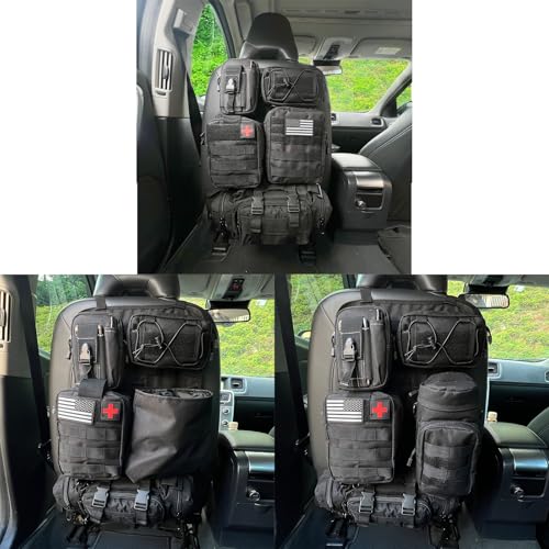 8 Pack Tactical Molle Car Seat Back Organizer Vehicle Panel with 7 Detachable Molle Pouch for Car Truck Ford Jeep Vehicle Automotive Organizer For Man Combined On Demand (7 Pouches) - style: 7 Pouches