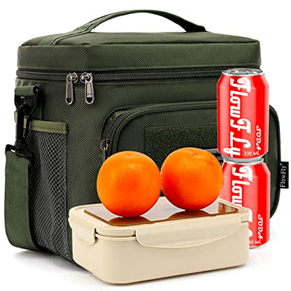 FlowFly Tactical Lunch Bag Large Insulated Lunch Box Cooler Tote for Men, Women with MOLLE/PALS Webbing (Army#Green, Medium) - color: Army#Green, size: Medium