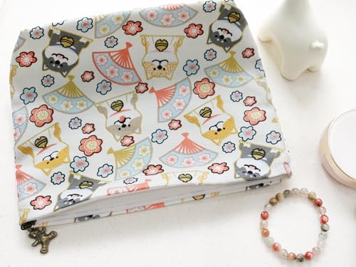 HAPPYHEIDI Canvas Pouch for Travel, Makeup Bag Case, Creamy White Dogs, Cotton, Animal Print, Zipper Closure, 7.1x2.4x7 Inches - color: GR-Canvas-Creamy White Dogs