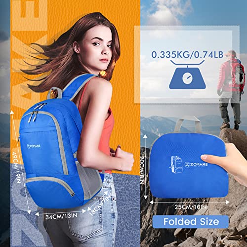 ZOMAKE Lightweight Packable Backpack 30L, Foldable Hiking Backpacks Water Resistant Compact Folding Daypack for Travel(Dark Blue) - color: Dark Blue