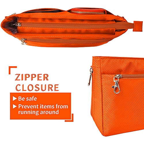 Vercord Expandable Nylon Handbag Purse Organizer Insert Liner Shaper Bag in Bag Orange XLarge - color: Orange, size: X-Large
