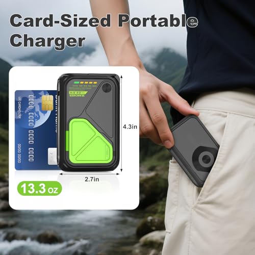 P05 Magnetic Portable Charger, 20000mAh Wireless Power Bank with AC Wall Plug Built in Cable, 6-in-1 Power Bank Travel Essentials 22.5W Fast Charging for iPhone,Samsung,Andriod,Small Portable Charger - color: Black2W