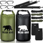 Foilswirl 2 Sets Bear Food Bag for Camping Ultralight Food Bag Hanging System Includes 2 Pcs 10 L Waterproof Bear Bag Pulley System and 4 Pcs Nylon Ropes 4 Pcs Clips 2 Pcs Rock Pouch - color: Black, Green, size: 20l