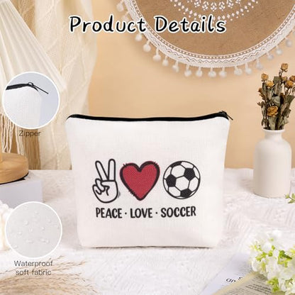 Frerdui Soccer Gifts Makeup Bag, Football Lovers Soccer Team Gifts, Perfect for Teen Grils, Birthday Christmas Gifts for Mom Friends Female, Ideal Gift for Travel, Soccer Stuff Accessories - style: Soccer Bag