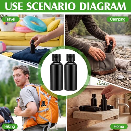 Eccliy 100 Pack 2 oz Plastic Bottles Travel Lotion Bottle Squeeze Container Plastic Bottles with Caps Small Travel Empty Refillable Toiletry Containers for Liquid Lotion Creams with 5 Funnels (Black) - color: Black, size: 2 oz