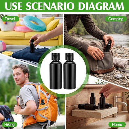 Eccliy 100 Pack 2 oz Plastic Bottles Travel Lotion Bottle Squeeze Container Plastic Bottles with Caps Small Travel Empty Refillable Toiletry Containers for Liquid Lotion Creams with 5 Funnels (Black) - color: Black, size: 2 oz