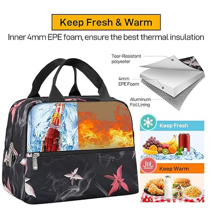 HOMESPON Insulated Lunch Bag for Women Men Lunch Box Cooler Lunch Tote for Work Picnic (Pink Flowers) - color: Pink Flowers