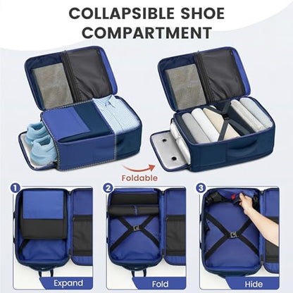 MATEIN Personal Item Travel Backpack, Lightweight Frontier Personal Item Bag with Shoe Compartment 15.6 inch Water Resistant Travel Laptop Backpack Airline Approved Underseat Backpacks for Women, Blue - color: Blue