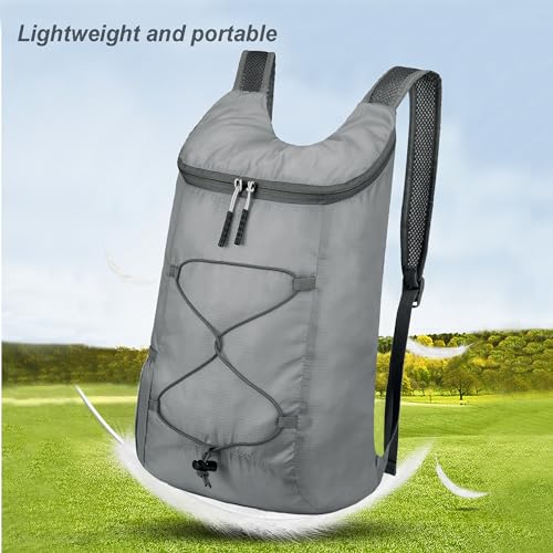 levayhill 16L Foldable Hiking Backpack,Small Packable Daypack, Gray | Lightweight ,Outdoor Collapsible Rucksack,Ultralight Folding Back Pack, Water Repellent, Men Women Travel Gym, Easy Carry-on - color: Gray