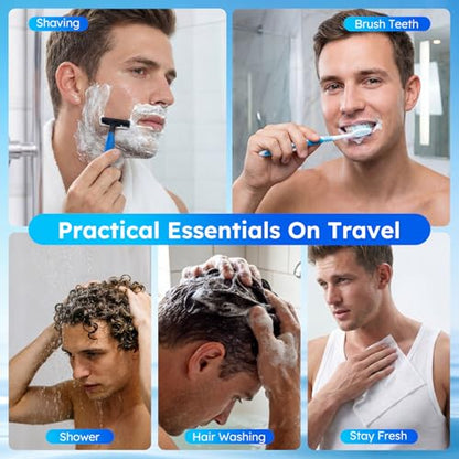 Travel Hygiene Kit Personal Toiletries Bulk, Disposable Homeless Care Package Supplies, Men Toiletry Set Cleaning Essentials Individually Wrapped for Camping, Travel, Relief, Charity (11-in-1, 5)