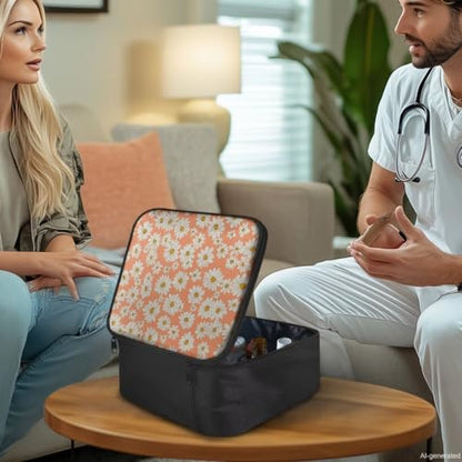 Empty First Aid Bag Daisy First Responder Case for Emergency Teams and Family Use Includes Modular Inserts Wear Resistant Zippers Breathable Back Panel - color: Daisy