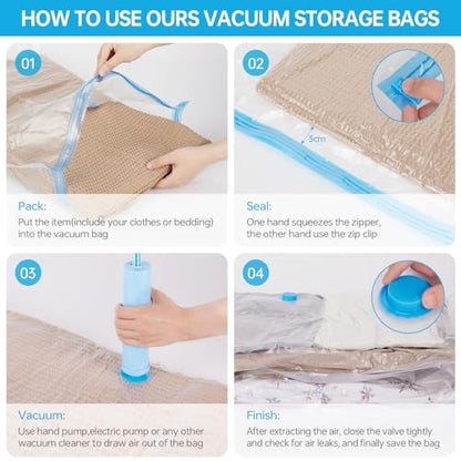 AKLL7S Vacuum Storage Bags, 13 Combo Space Saver Bags (3 Large, 5 Medium, 5 Small) with Hand Pump, Vacuum Seal Bags for Clothing, Comforters, Blankets, Travel - size: 13 Combo+1 Hand Pump